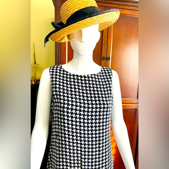 Beymen black & White houndstooth pattern sheer viscone dress at knee US 12 - Picture 9 of 16
